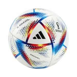 BALON FUTBOL BLANCO TRAZOS AZUL Y NARANJA